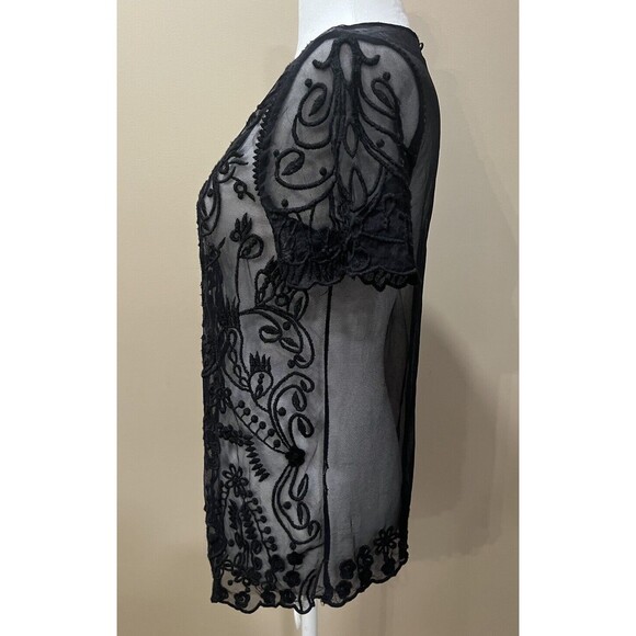 Forever 21 Women’s Black  Tee Shirt Sheer Lace Whimsigoth Witchy Goth Sz Small - Picture 3 of 11